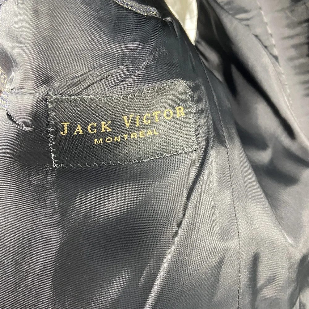 Jack Victor‎ Mark Shale Lanzawood Wool Blazer Black Tan Notched Lapel Mens 43 R